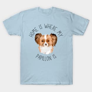 Home is Where My Papillon Is Dog Breed Lover Watercolor T-Shirt